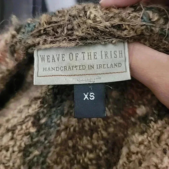 WEAVE OF THE IRISH hand knit plaid wool chore sweater jacket XS vtg 90s Oversize - Picture 6 of 6